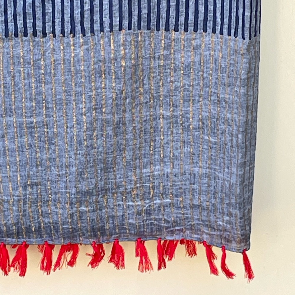 Dolma Blue, Gray & Gold Tassel Scarf – NEW with Tags - Picture 10 of 10
